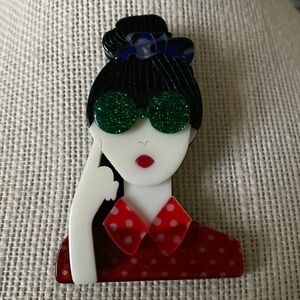 Girl with Sunglasses Brooch